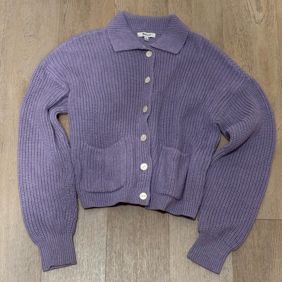 Madewell Lavender Collared Cardigan Sweater - Picture 1 of 3